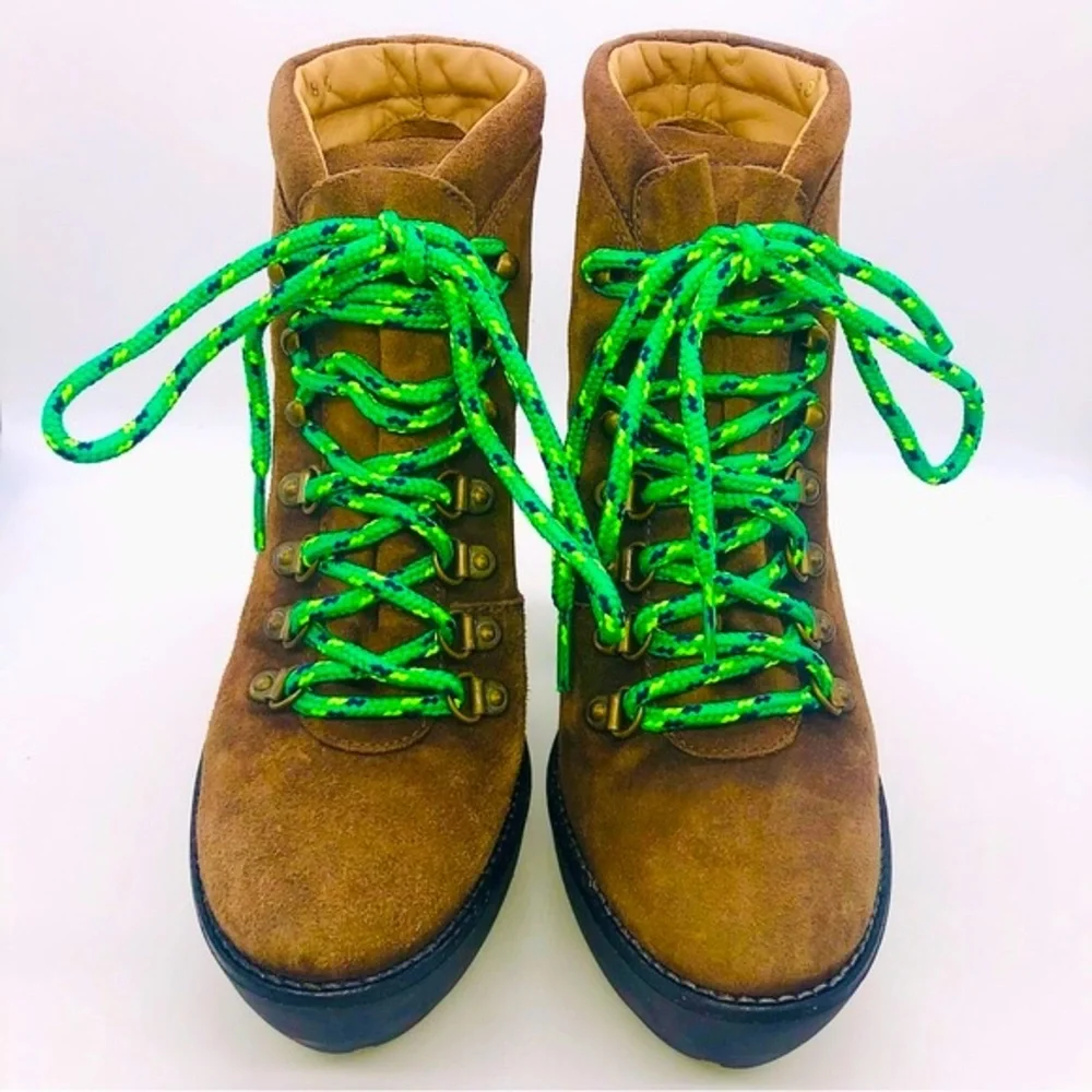 Polo Ralph Lauren Helene Oiled Suede Platform Hiking Boots EU 38 / US 8 EUC